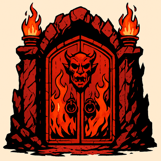 puerta del infierno.
In-Game asset.  2d.  High contrast.  No shadows