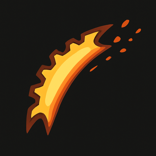 Small saw slash effect. 2D. Top View..
In-Game asset.  2d.  High contrast.  No shadows