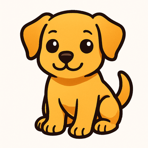Chiot dorée (animal).
In-Game asset.  2d.  High contrast.  No shadows