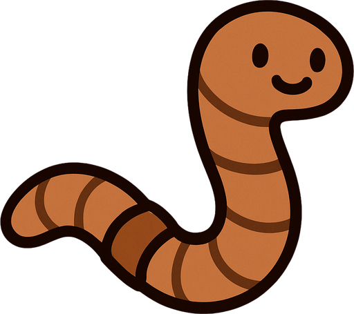 Short brown worm.
In-Game asset.  2d.  High contrast.  No shadows. Very simple