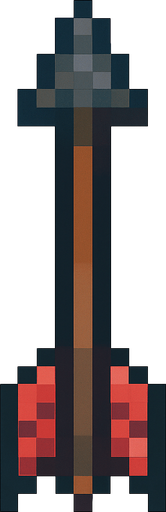 Flecha de arco vista desde arriba, pixel cartoon..
In-Game asset.  2d.  High contrast.  No shadows