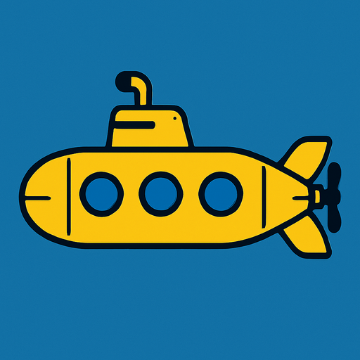 horizontal top down image submarine.
In-Game asset.  2d.  High contrast.  No shadows