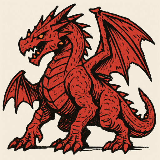red big monster dragon sketch.
In-Game asset.  2d.  High contrast.  No shadows