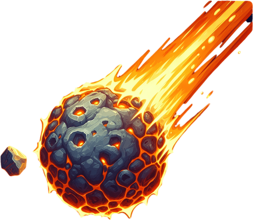 a giant meteor.
Single Game Texture. In-Game asset. 2d. Blank background. High contrast. No shadows.