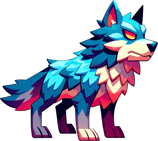 Cartoon wolf.
Single Game Texture. In-Game asset. 2d. Blank background. High contrast. No shadows.