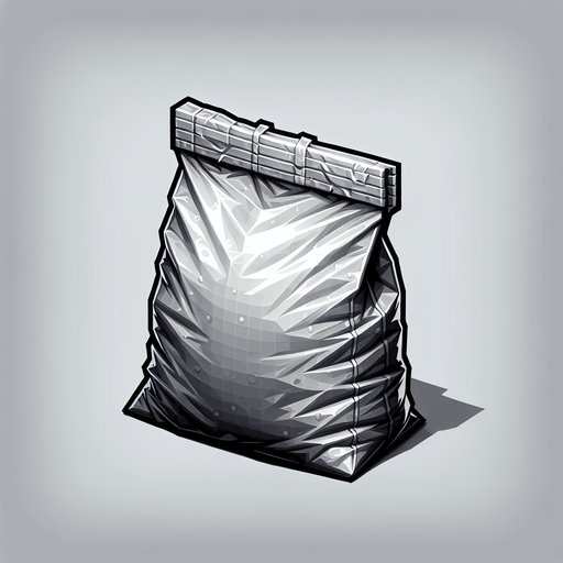 Plastic bag.
Single Game Texture.  In-Game asset.  2d.  Blank background.  High contrast.  No shadows