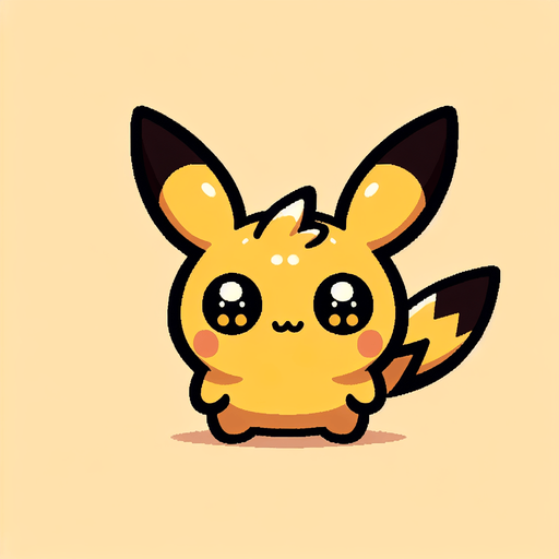 Generate an image of a pikachu  from Pokémon.
Single Game Texture. In-Game asset. 2d. Blank background. High contrast. No shadows.