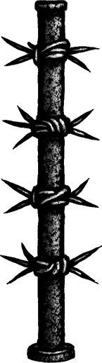 barbed iron pole.
In-Game asset.  2d.  High contrast.  No shadows