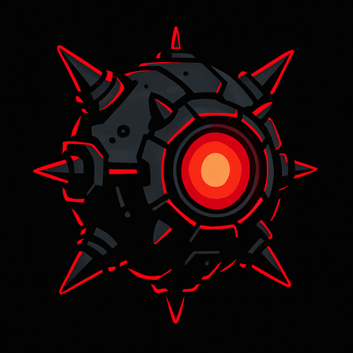 sci fi floating war mine with red light
In-Game asset.  2d.  High contrast.  No shadows