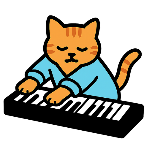 keyboard cat meme.
In-Game asset.  2d.  High contrast.  No shadows