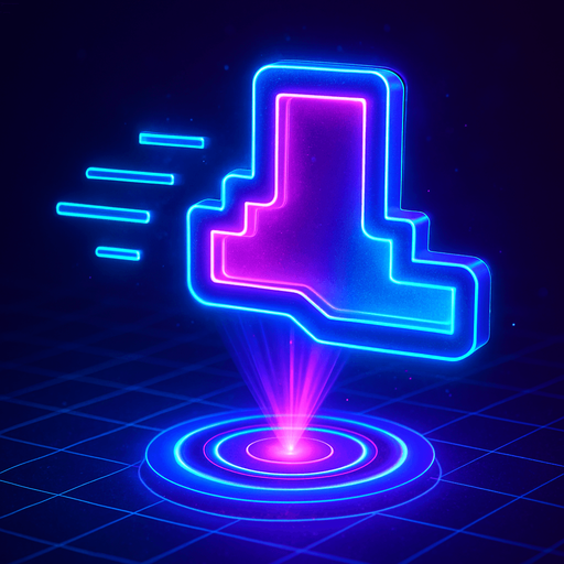 Neon cyberpunk hologram foot icon 3d projection