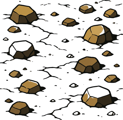 2d anime image tanah dan bebatuan.
In-Game asset.  2d.  High contrast.  No shadows