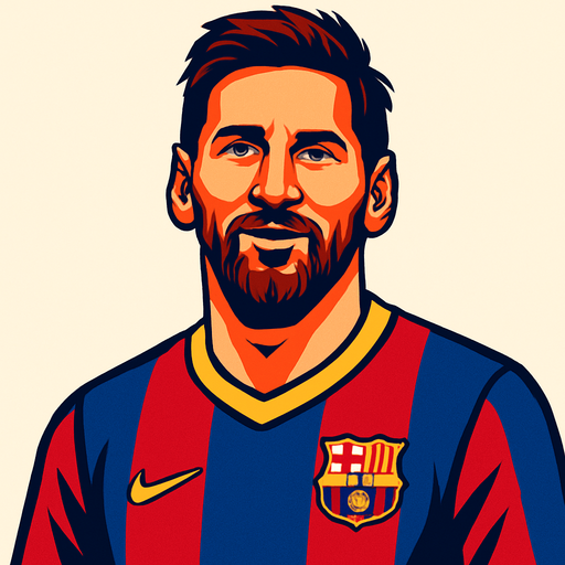 Lionel Messi.
In-Game asset.  2d.  High contrast.  No shadows
