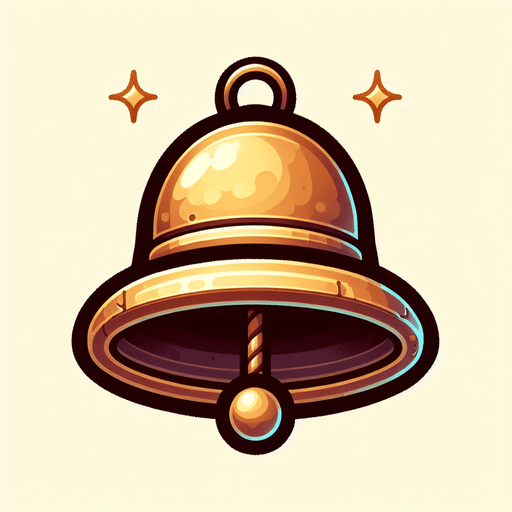 a little bell Single Game Texture. In-Game asset. 2d. Blank background. High contrast. No shadows.