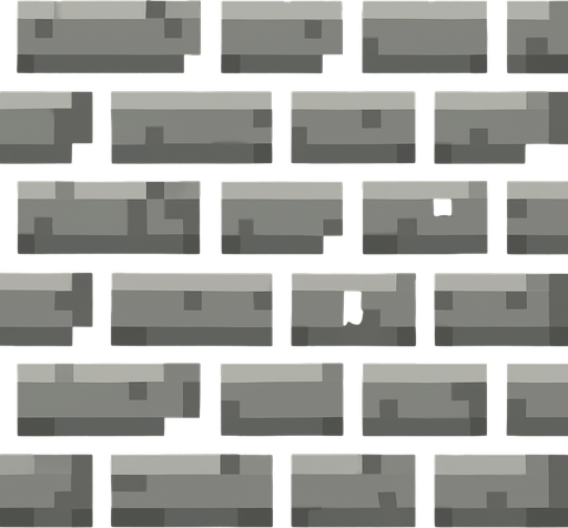 A grey brick wall repeatable wall pattern. retro pixel art..
In-Game asset.  2d.  High contrast.  No shadows