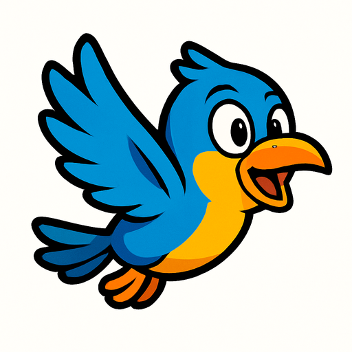 ave volando version caricatura.
In-Game asset.  2d.  High contrast.  No shadows
