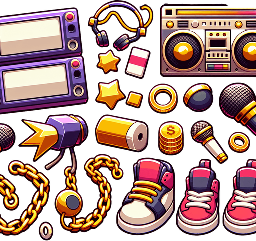 Hiphop free fire bundle.
Single Game Texture. In-Game asset. 2d. Blank background. High contrast. No shadows.