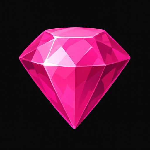 a pink gem realistic.
In-Game asset.  2d.  High contrast.  No shadows
