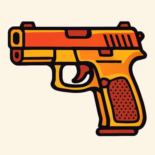 pistol.
In-Game asset.  2d.  High contrast.  No shadows