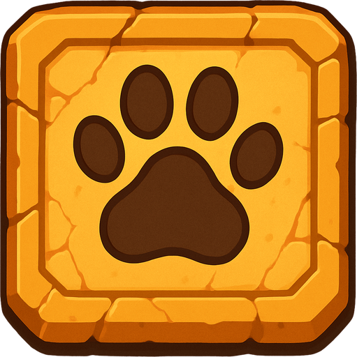 kedi pati izi olan bir platform ama kuşbakışı.
In-Game asset.  2d.  High contrast.  No shadows