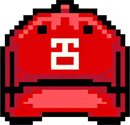 2d. 8-bit. red baseball cap. maga..
Single Game Texture. In-Game asset. 2d. Blank background. High contrast. No shadows.