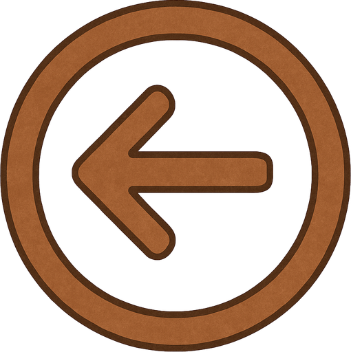 Transparent brawn turning left arrow in a brawn circle, front view