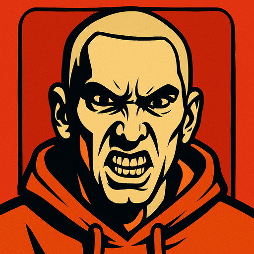 Eminem's evil face.
In-Game asset.  2d.  High contrast.  No shadows