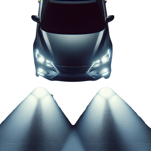 photorealistic car headlights light, top view