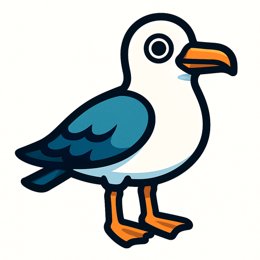 Martı.
In-Game asset.  2d.  High contrast.  No shadows