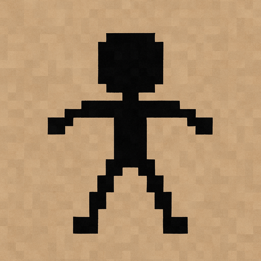 Puedes Aser una persona palito de color negra que este pixelada.
In-Game asset