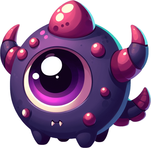 Make a little cute monster.
Single Game Texture.  In-Game asset.  2d.  Blank background.  High contrast.  No shadows