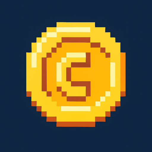 pixel art coin.
In-Game asset.  2d.  High contrast.  No shadows