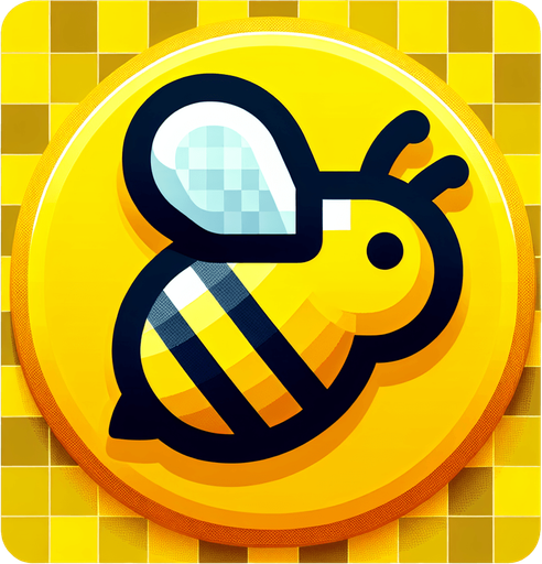 a yellow bee.
Single Game Texture. In-Game asset. 2d. Blank background. High contrast. No shadows.