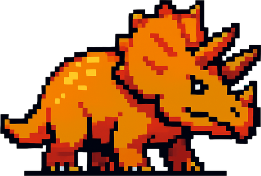 Triceraptos pixel.
In-Game asset.  2d.  High contrast.  No shadows