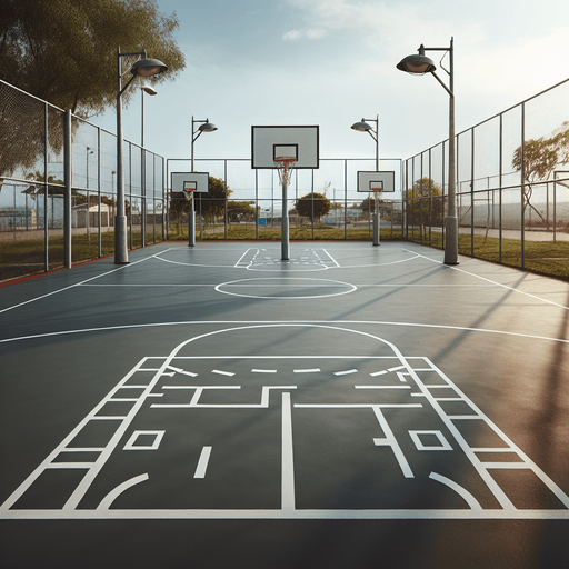 un terrain de basketball.