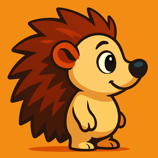 3d pixar tarzı kirpi yandan bakış.
In-Game asset.  2d.  High contrast.  No shadows