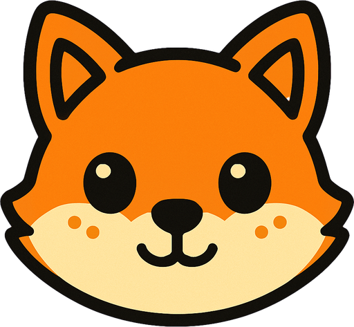 orange cartoon baby fox face.
In-Game asset.  2d.  High contrast.  No shadows