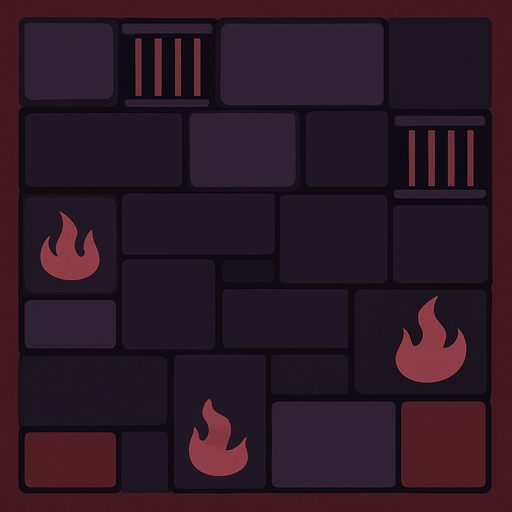Background for dark hell themed puzzle game. Pastel colors, flat shaded, vector art. Blocks. Depressed. dark prisons
Single Game Texture. In-Game asset. 2d. Blank background. High contrast. No shadows.