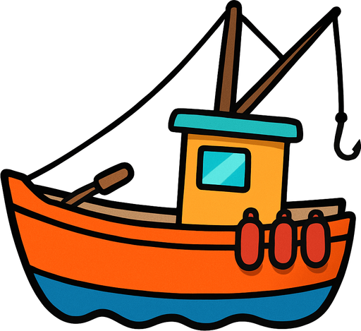 Bote dd pesca.
In-Game asset.  2d.  High contrast.  No shadows