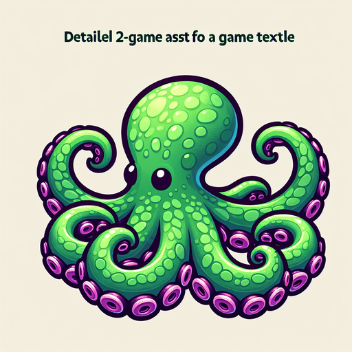 A outstretched straight octopus tentacle. Green with purple suckers. Cartoon..
Single Game Texture.  In-Game asset.  2d.  Blank background.  High contrast.  No shadows