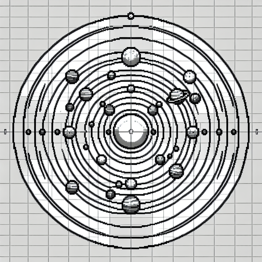 Le système solaire..
Single Game Texture. In-Game asset. 2d. Blank background. High contrast. No shadows.
