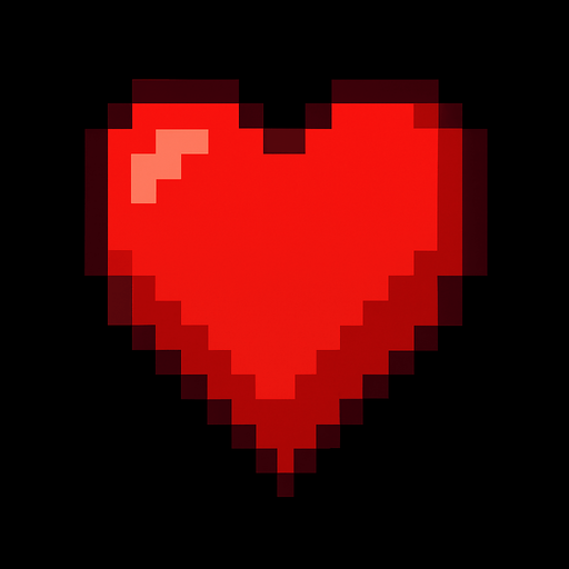 an 16bit 20x40 red heart.
In-Game asset.  2d.  High contrast.  No shadows