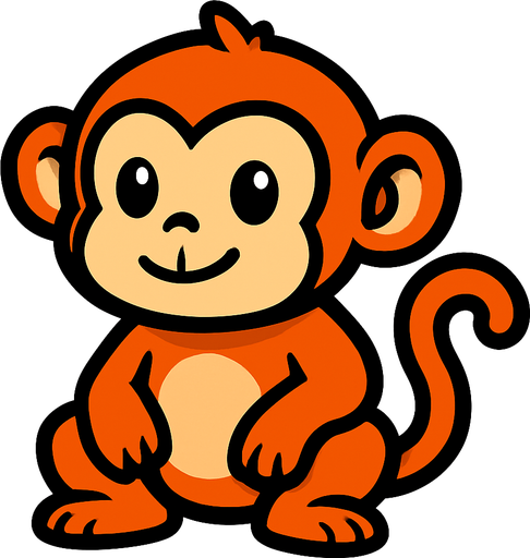 cute monkey.
In-Game asset.  2d.  High contrast.  No shadows