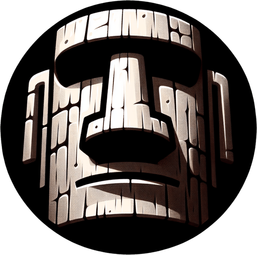 una cabeza de moai redonda.
Single Game Texture.  In-Game asset.  2d.  Blank background.  High contrast.  No shadows