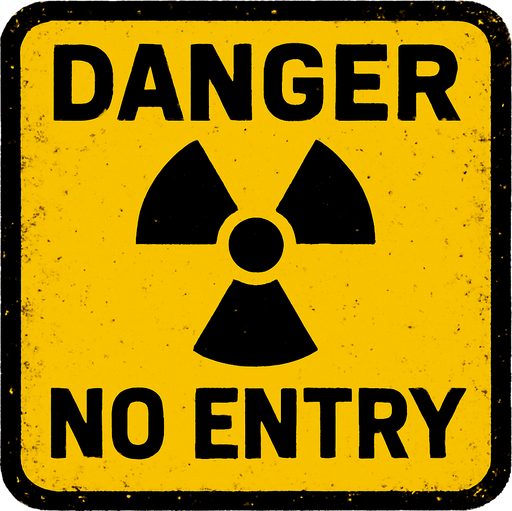 a rad danger no entry sing board.
In-Game asset.  2d.  High contrast.  No shadows