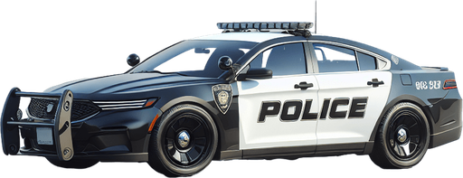 Photorealistic police car. profile view.
