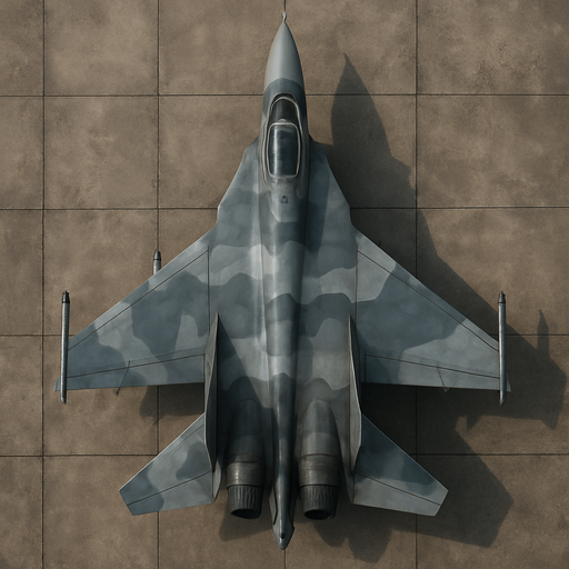 Un avión militar realista visto desde arriba