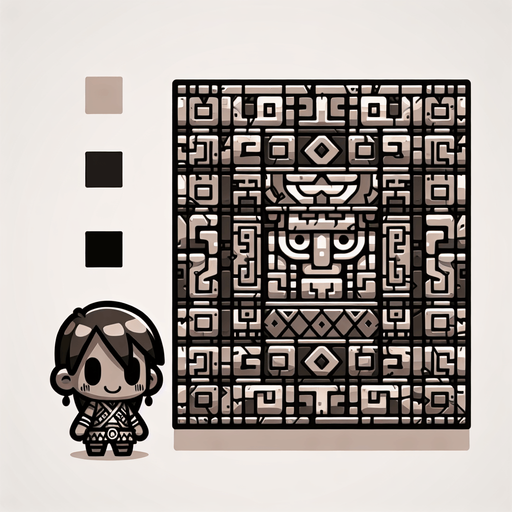 chibi inca aztec wall pattern.
Single Game Texture.  In-Game asset.  2d.  Blank background.  High contrast.  No shadows