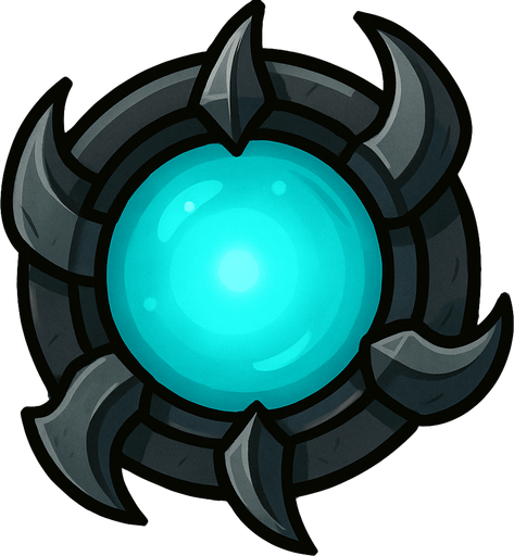 A circle of steel simulate claws. The turret is a cyan glowing orb