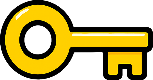 yellow key.
In-Game asset.  2d.  High contrast.  No shadows